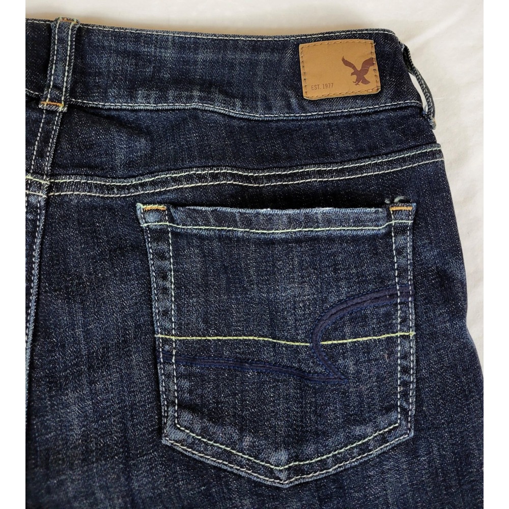 American Eagle Artist Stretch Flare Jeans Dark Wash Blue Womens 10 Long 10L - Picture 8 of 8